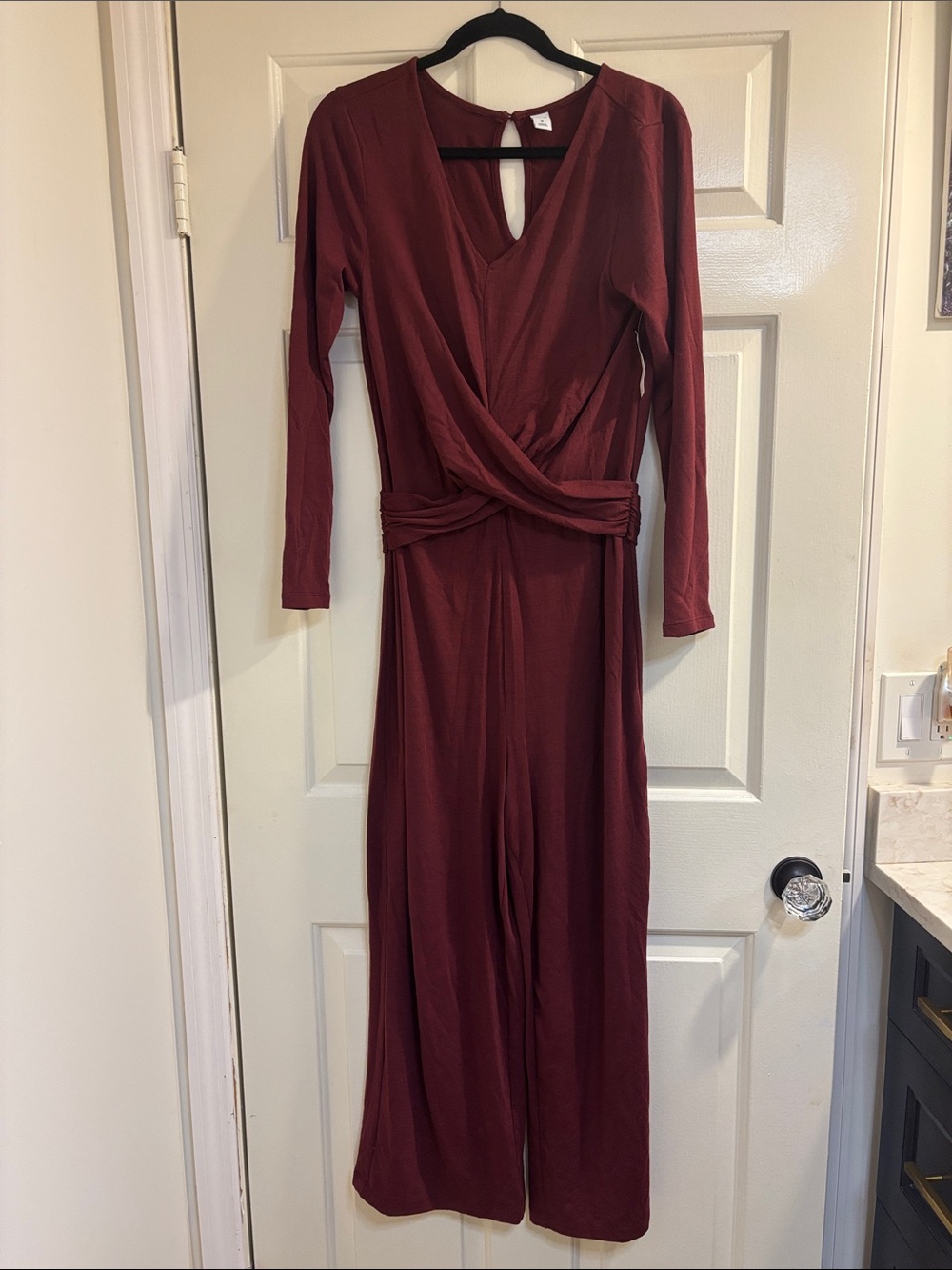 Old Navy Long Sleeve Wrap Jumpsuit - Deep Burgundy